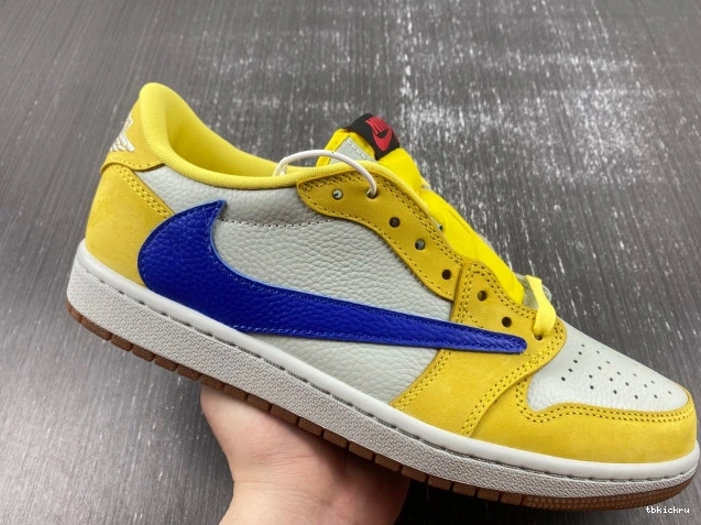 Rep TBkick DZ4137-700 Canary Low Air Jordan Scott x 1 OG Travis 0716